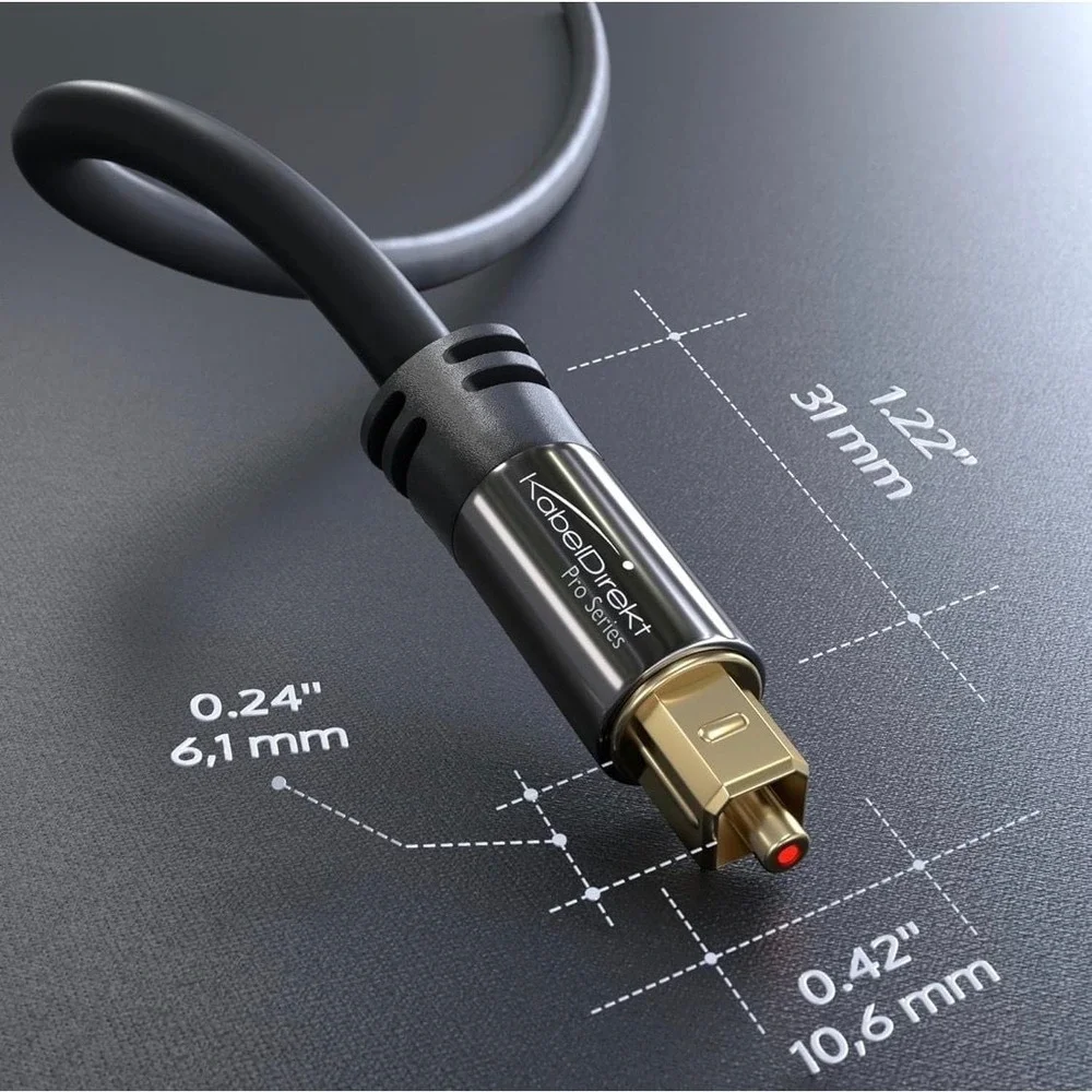 KabelDirekt Pro Series TOSLINK Optical Digital Audio Cable 6ft S/PDIF Fiber Opti